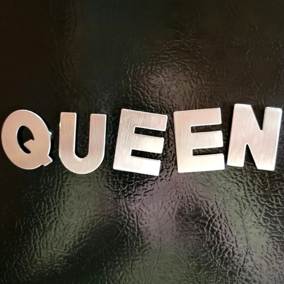 QUEEN Brushed Stainless Steel Letters Magnetic Letters 1.5 by 1.25 inches - Picture 2 of 7